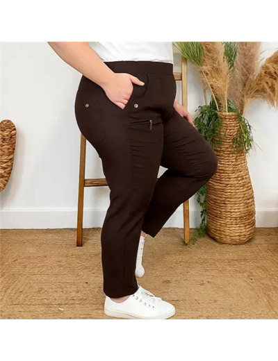 T545- Pantalon Confort JST (T38-T52) (marron)