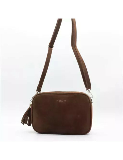 P387- Sac Zippé Pompon aspect Daim Flora & Co (marron)