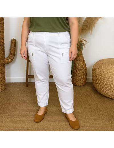 T545- Pantalon Confort JST (T38-T52) (blanc)