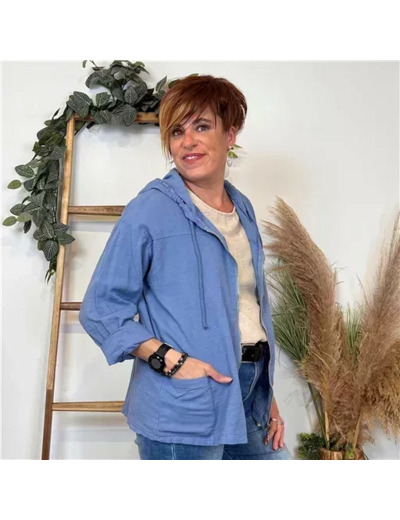 K202- Veste légère coton (Tu) 🇮🇹 (bleu jeans)