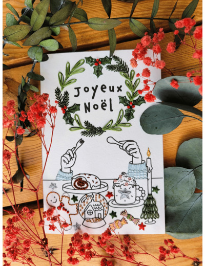 Carte à broder Noël - Goûter de Noël