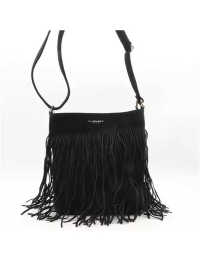 P395- Sac à franges aspect Daim Flora & Co (noir)
