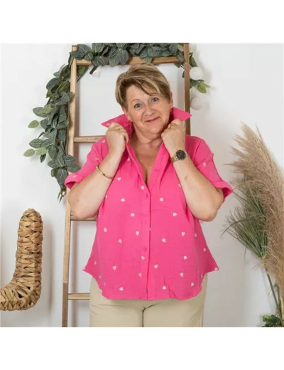 K169- Chemise coton By One (T40-T48) (fuchsia)