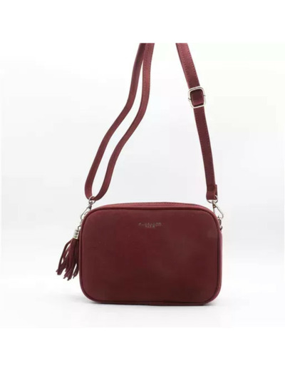P397- Sac Zippé Pompon aspect Daim Flora & Co (bordeaux)