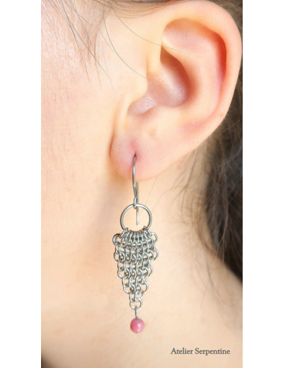 Boucles d'oreilles "RODRIGUE" Rhodonite