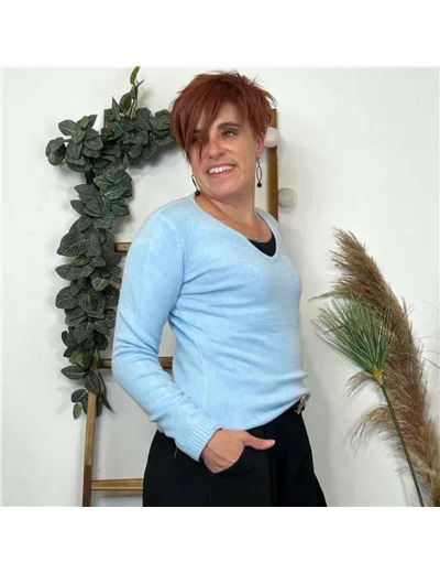 Y254- Pull Laine Cachemire "Tricotonic" (les T36&40) (bleu ciel)