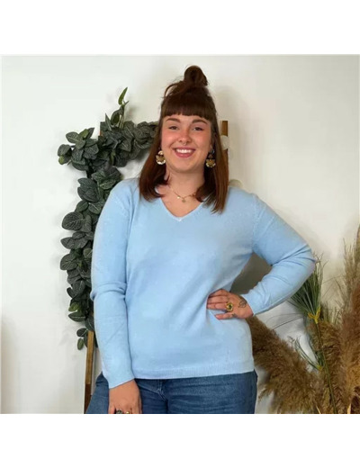 Y250- Pull Laine Cachemire "Tricotonic" (les T44&48) (bleu ciel)