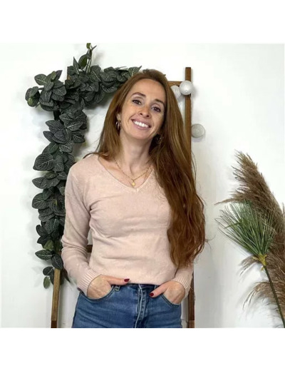 Y254- Pull Laine Cachemire "Tricotonic" (les T36&40) (rose poudré)
