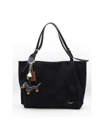 P401-Sac Shopping aspect daim Flora & Co (noir)