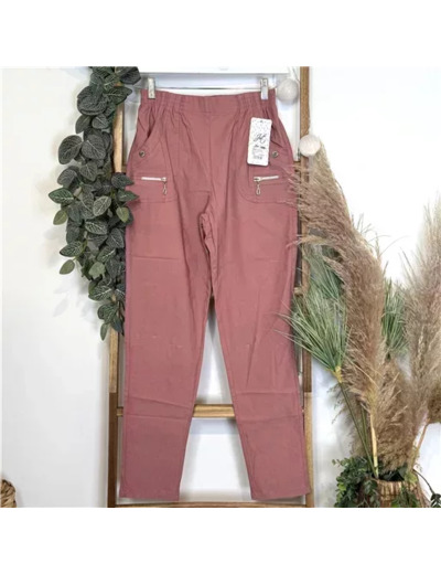 T545- Pantalon Confort JST (T38-T52) (rose poudré)