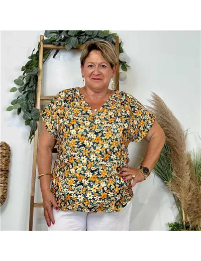 Z747- Top Christy Fleuri (T44-T52) 💐 (orange)