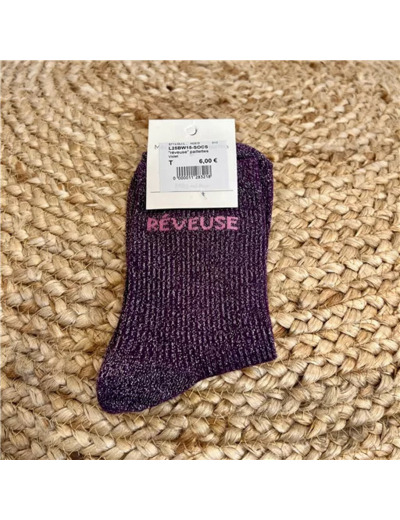 V311- Chaussettes paillettes « Rêveuse » (violet)