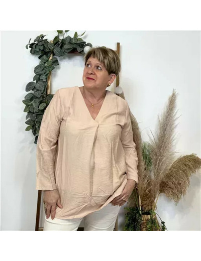 Z774- Blouse unie Christy (T44-T52) (beige)
