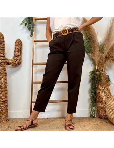 L750- Pantalon coupe fuseau (TU) 🇮🇹 (marron)