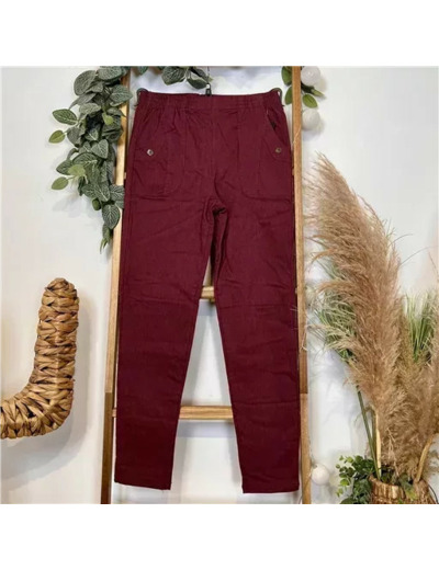 T546- Pantalon Confort Chaud (T38-T52) (bordeaux)