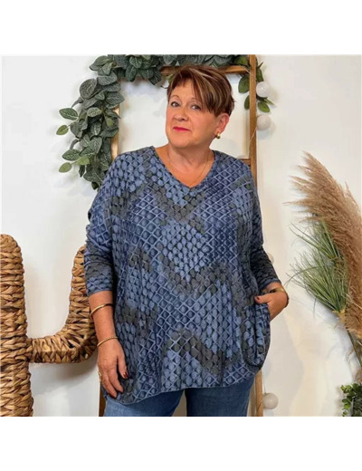 Z126- Tunique Loose "Serpent" 🇮🇹 (bleu jeans)