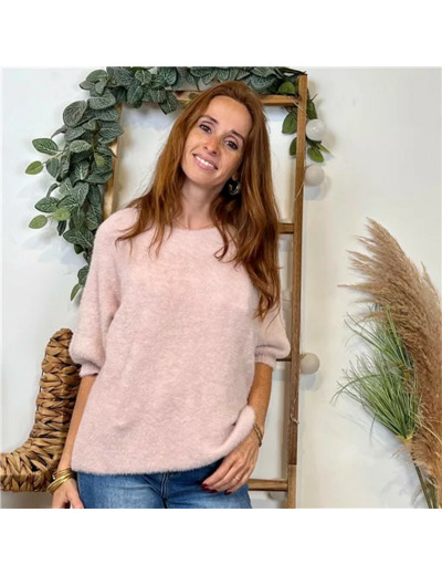 K102- Pull « Pilou Pilou » (Tu) 🇮🇹 (rose poudré)
