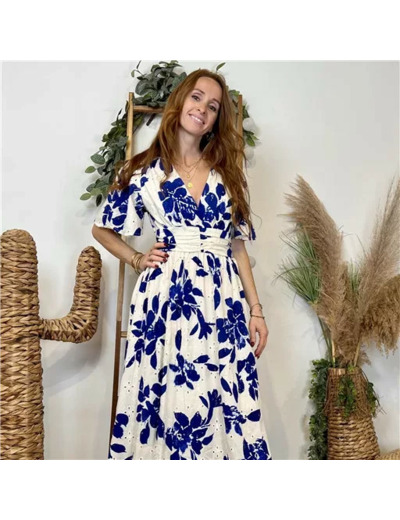 K140- Robe longue "Coton" Maëlle (T36-T40) (ecru)