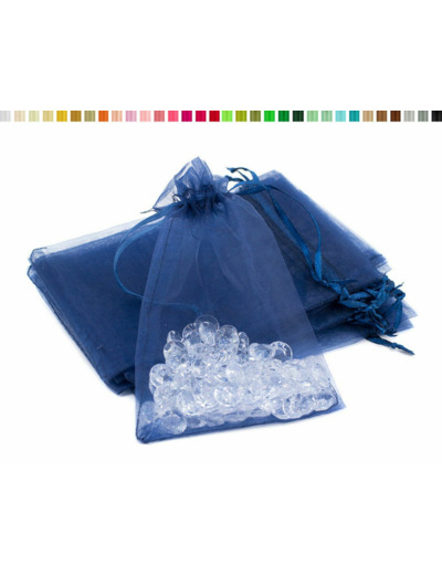 Lot de10 sacs en organza a nouer 7x9 cm pour bijoux bleu marine