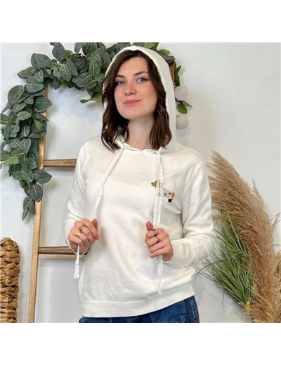 K039- Pull Version Féminin Teckel (Tu) (ecru)