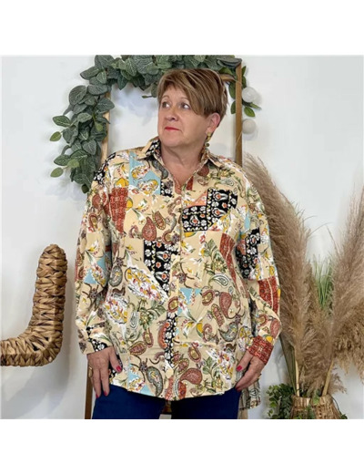 Z129- Blouse Christy « Peinture » (T44-T52) (multicolore)