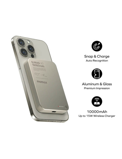 MOMAX Batterie externe magnétique Q.Mag X1 10000 mAh Gen 2