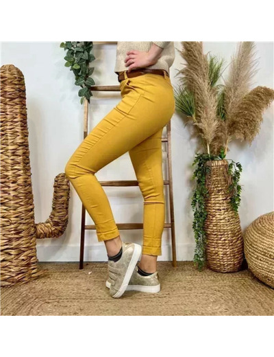 L799- Pantalon Stretch (T36-T46) 🇮🇹 (moutarde)