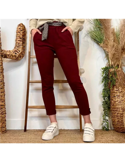 L749- Pantalon Stretch (T36-T50) 🇮🇹 (bordeaux)
