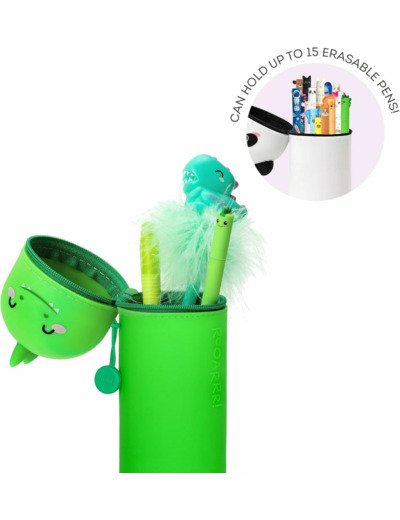 Legami - Kawaii Étui École 2 en 1 en Silicone Souple, Porte-stylos de Table, Fermeture à Glissière, Stylos Crayons Feutres DINO