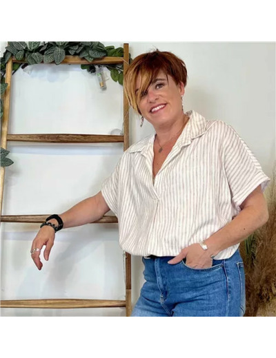 K218- Blouse Rayée (Tu) 🇮🇹 (camel)