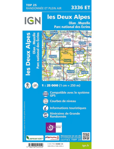 3336ET LES DEUX ALPES, OLAN-MUZELLE PN DES ECRINS / RECTO