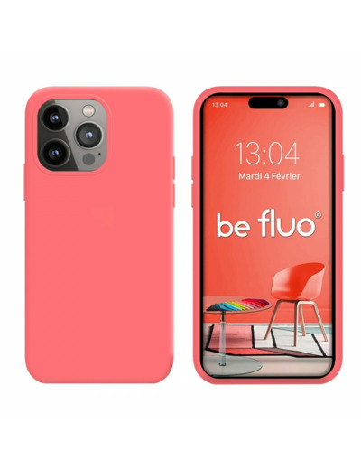 Coque Silicone Moxie BeFluo Fine et Légère pour iPhone 14 Pro Max, Intérieur Microfibre - Rose