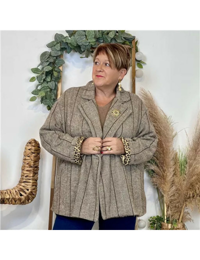 Z082- Veste trapèze Mina Rosa (Tu) (beige)