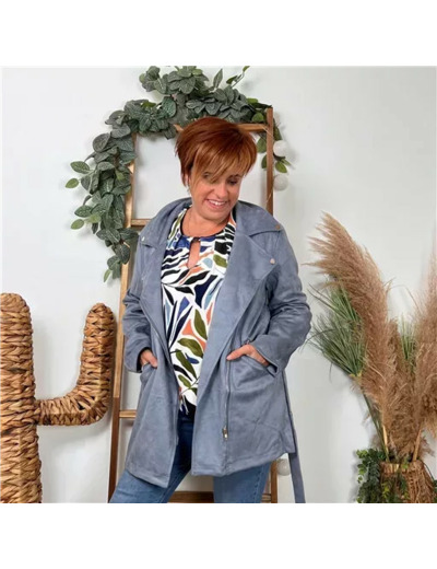 K078- Veste Suédine (T36-T40 T42) (bleu jeans)