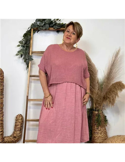 K194- Robe Crop-Top (Tu) (vieux rose)