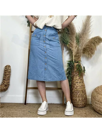 L734- Jupe Coline jean "T36-T44) (bleu jeans)