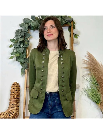 K068- Blazer Suédine Officier (T36-T44) 🇮🇹 (kaki)