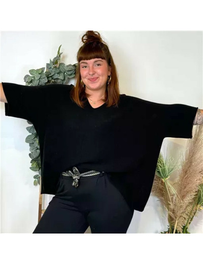 K361- Pull loose Crop-Top (Gt) 🇮🇹 (noir)