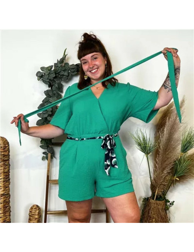 K971- Combi-short uni Maëlle (T40-T48) (vert brésil)