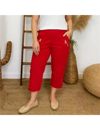 T581- Pantacourt stretch uni JST (T38-T52) (rouge)