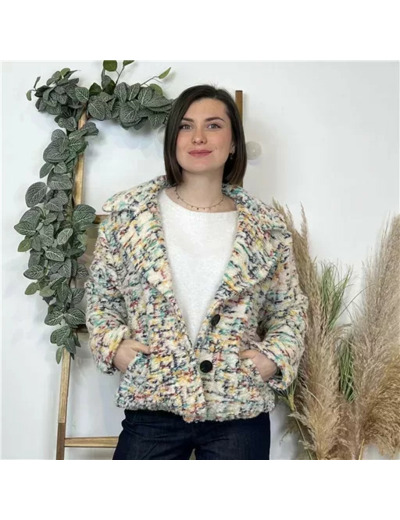 K681- Veste Laine Chiné (Tu)  🇮🇹 (ecru)