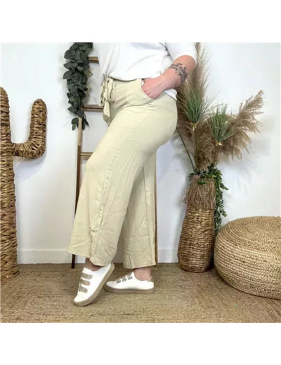 Z979- Pantalon flou large (T42/44-T54/56) (beige)