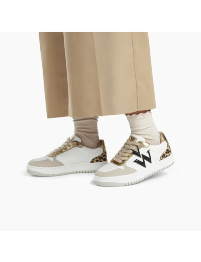 Baskets monogramme blanc et beige clair -  Esmée - Vanessa Wu