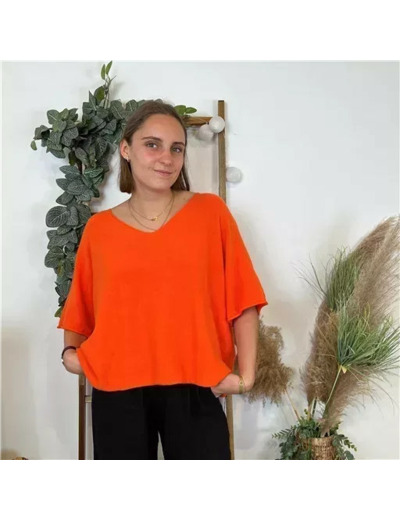 K545- Pull loose Crop-Top (Tu) (orange)