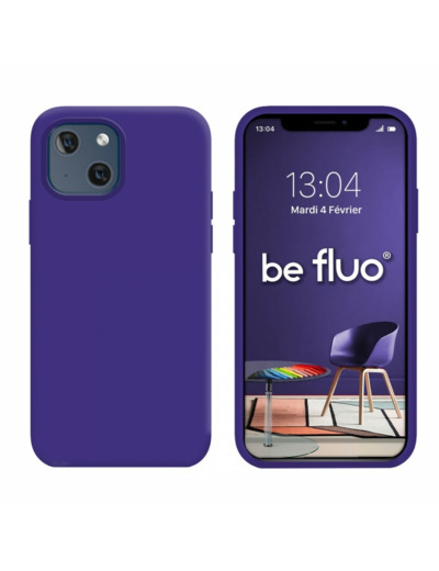 Coque Silicone Moxie BeFluo Fine et Légère pour iPhone 14, Intérieur Microfibre - Violet