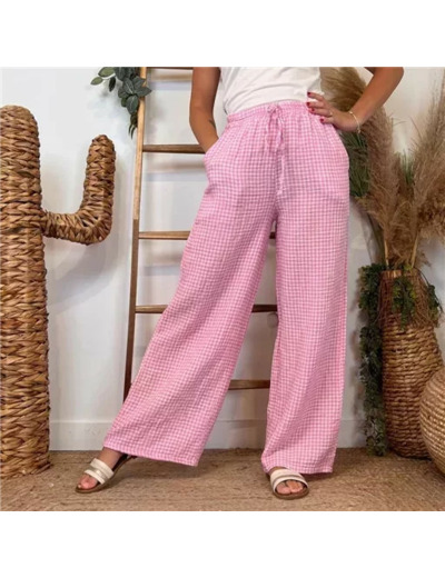L759- Pantalon Vichy (Tu) 🇮🇹 (rose)