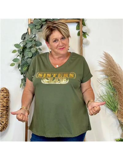 Z149- T Shirt "Sisters Club" (Gt) 🇮🇹 (kaki)