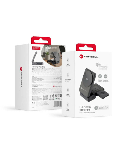 FORCELL F-ENERGY Support de charge 3-en-1 Flex Pro Qi2 et MagSafe 15W