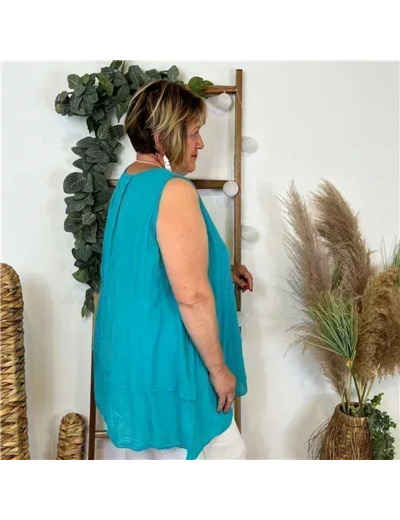Z158- Debardeur coton (Gt) (bleu turquoise)