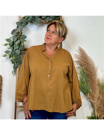 Z135- Blouse Coton unie (Gt) (camel)